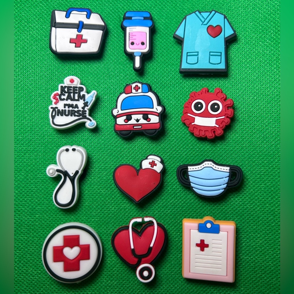 New Set of 12 Medical, Medicine Croc Charm Collection Doctor, Nurse